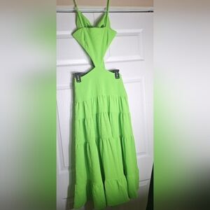 Bambola Vibrant Neon Green Cut-out Dress
